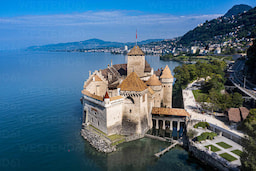 Aerial Of Chillon Castle
