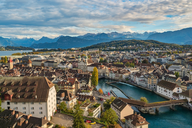 lucerne town aerial view