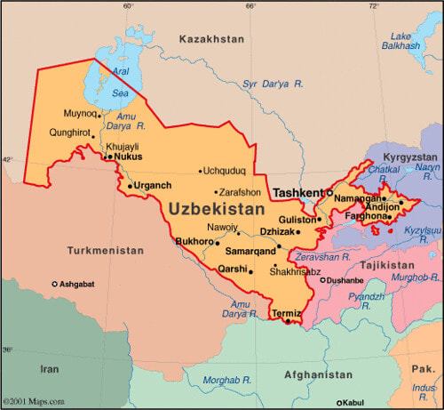 Uzbekistan Map 