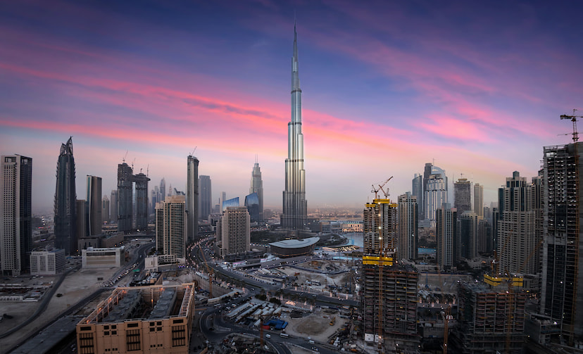 Dubai Mall with Burj Khalifa and Fountain Show