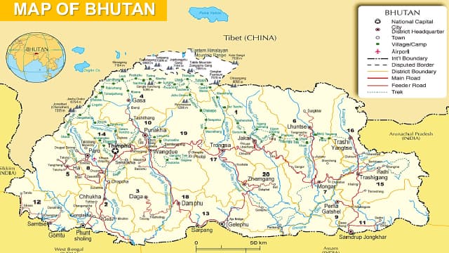 Bhutan Map 