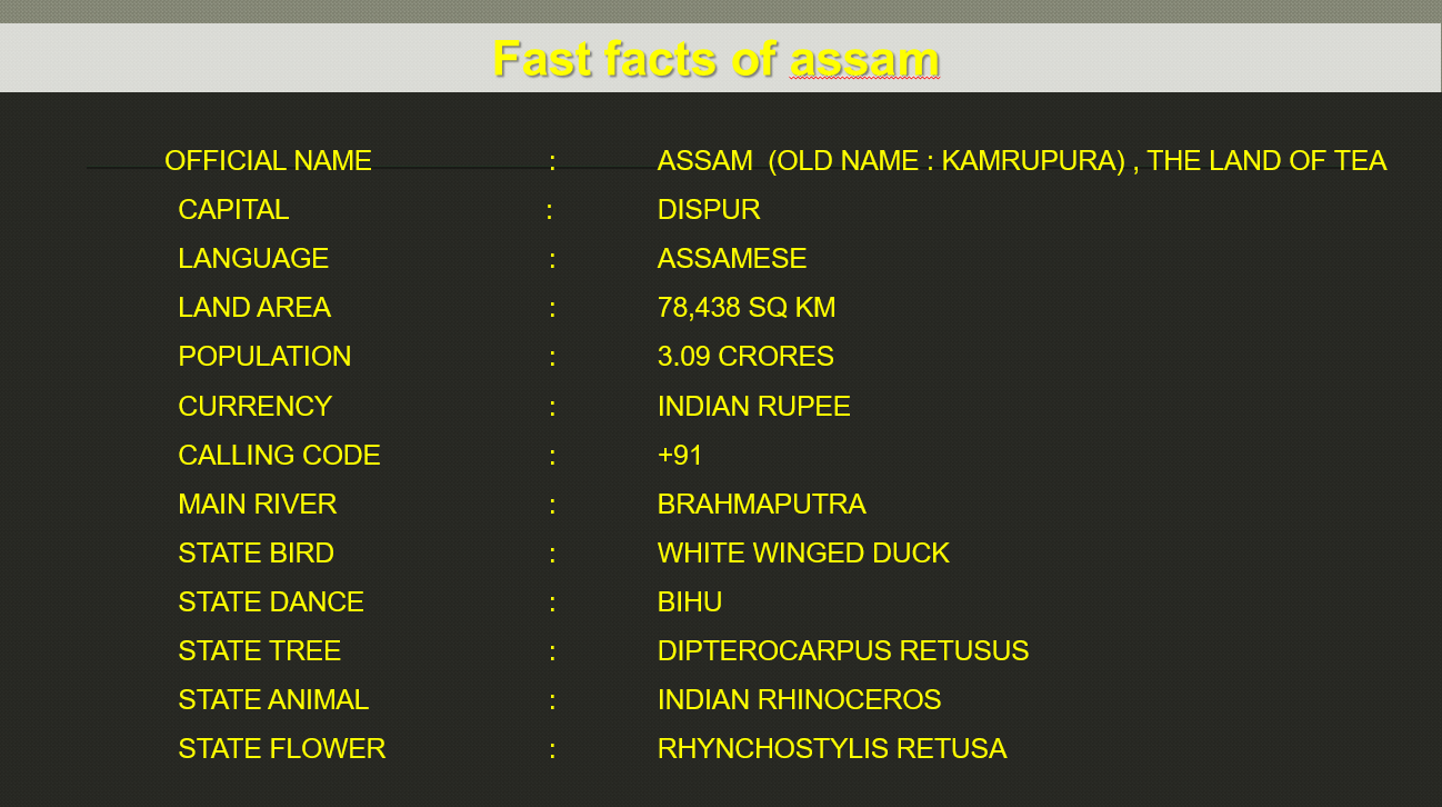 Fast Facts Of Assam