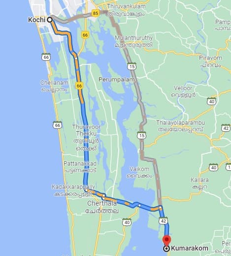 Images/ItineraryMap/Cochin to Kumarkom.jpg