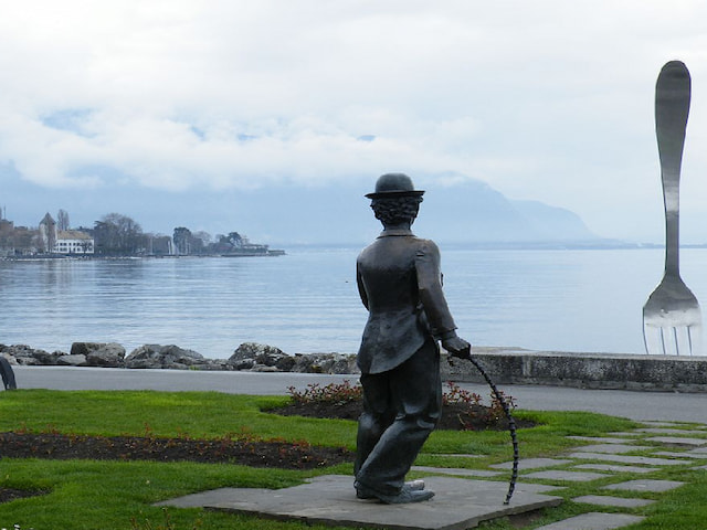 Charlie Chaplin Statue In Switzerland