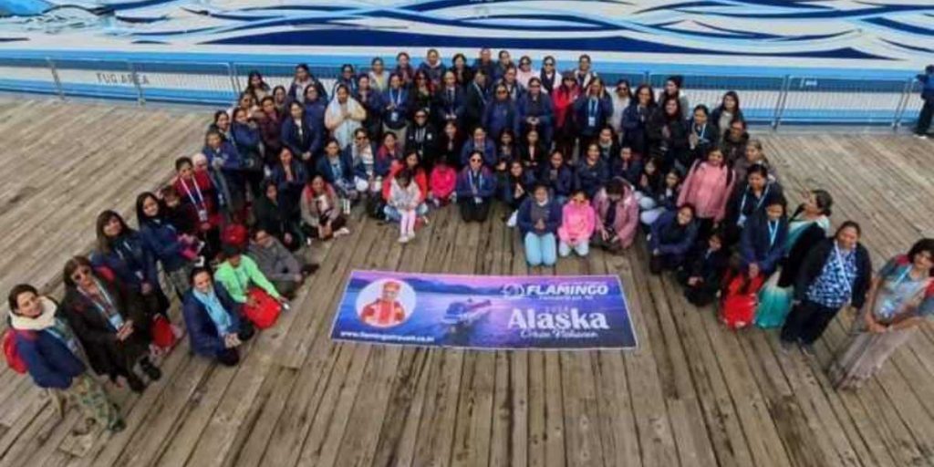 Alaska Cruise banner group photo